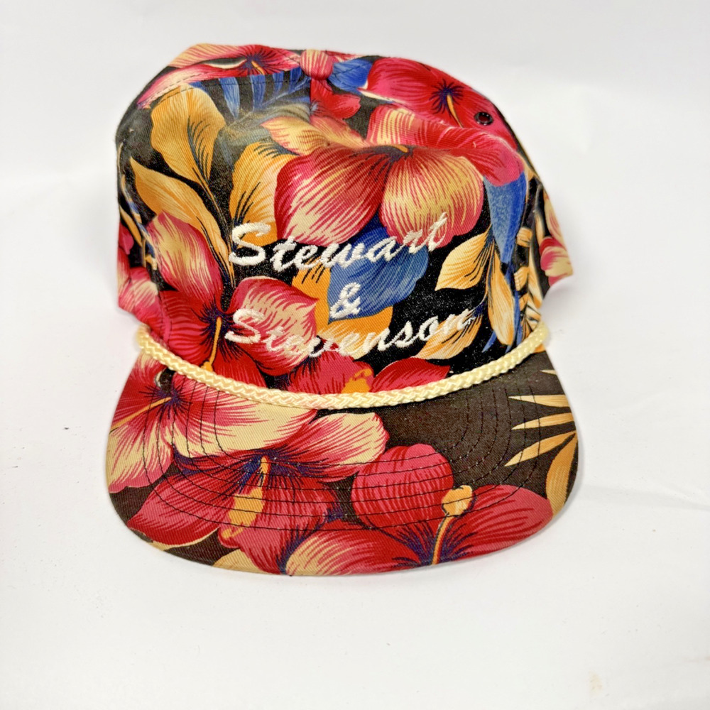 Vintage Stewart & Stevenson Rose Print Trucker Cap (Cleaned) RARE